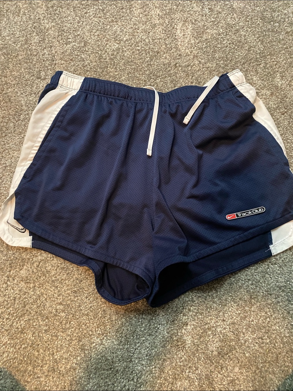 Nike Navy and White Athletic Track Shorts